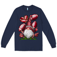 Navy American Football Gnome Long Sleeve Tee - CowhideDigitalArt