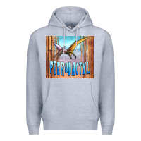 Heather Grey dinosaur pterodactyl Premium Hoodie - Artiststas