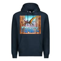 Navy dinosaur pterodactyl Premium Hoodie - Artiststas