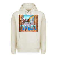 Oatmeal Heather dinosaur pterodactyl Premium Hoodie - Artiststas