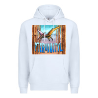 White dinosaur pterodactyl Premium Hoodie - Artiststas