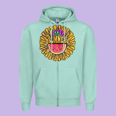 Hello Summer Zipper Hoodie Designed By Jahusdesignshop