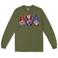 Army Green American Gnomes Long Sleeve Tee - CowhideDigitalArt