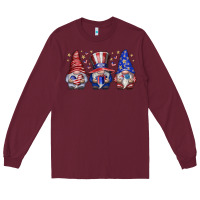 Burgundy American Gnomes Long Sleeve Tee - CowhideDigitalArt