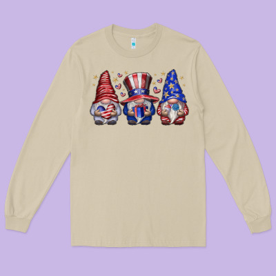 American Gnomes Long Sleeve Tee Designed By Cowhidedigitalart