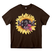 Chocolate Brown Mom life sunflower mother's day Heavy Core Tee - HowdyJamesFarm