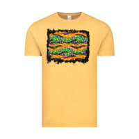 Vintage Mustard Halloween Skull Background Vintage Tee - BundleAndBundleShop