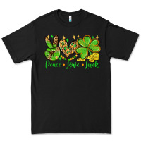 Black St. Patrick's Day Peace love luck Premium Tee - OliviaCreatesArt