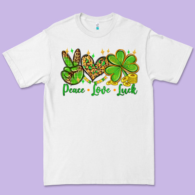St. Patrick's Day Peace Love Luck Premium Tee Designed By Oliviacreatesart