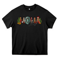 Black western christmas mama claus sunflowers and cactus Heavy Core Tee - Jasminsmagicworld