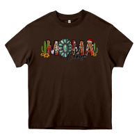 Chocolate Brown western christmas mama claus sunflowers and cactus Heavy Core Tee - Jasminsmagicworld