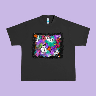 Halloween Ghost And Turquoise Glitter Background Urban Heavy Tee Designed By Bundleandbundleshop