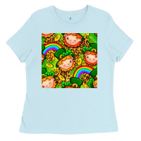 Baby Blue St. Patrick's dwarf seamless pattern digital paper Ladies Tee - BundleAndBundleShop