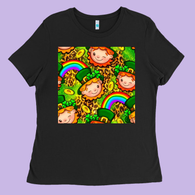 St. Patrick's Dwarf Seamless Pattern Digital Paper Ladies Tee Designed By Bundleandbundleshop