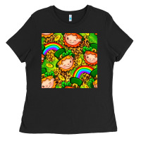 St. Patrick's Dwarf Seamless Pattern Digital Paper Ladies Tee | Teevron