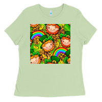 Matcha St. Patrick's dwarf seamless pattern digital paper Ladies Tee - BundleAndBundleShop