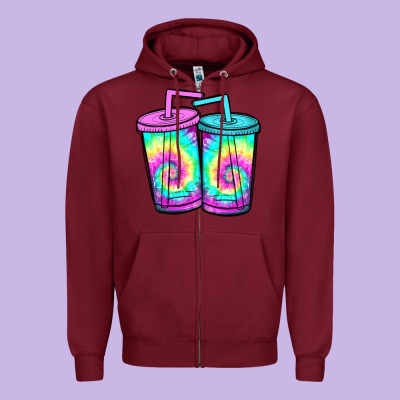 Tie Dye Loaded Tea Zipper Hoodie Designed By Jahusdesignshop
