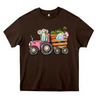 Chocolate Brown Easter bunny tractor Heavy Core Tee - CowGirlArtShop