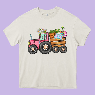 Easter Bunny Tractor Heavy Core Tee Designed By Cowgirlartshop
