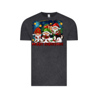 Vintage Black merry christmas gnomies wagon Vintage Tee - FaDigitalArtStudio