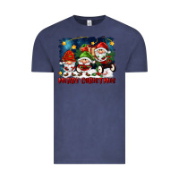 Vintage Denim merry christmas gnomies wagon Vintage Tee - FaDigitalArtStudio