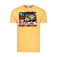 Vintage Mustard merry christmas gnomies wagon Vintage Tee - FaDigitalArtStudio