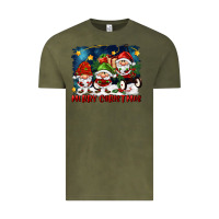 Vintage Olive merry christmas gnomies wagon Vintage Tee - FaDigitalArtStudio