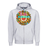 Heather Grey hello summer Zipper Hoodie - JahusDesignShop