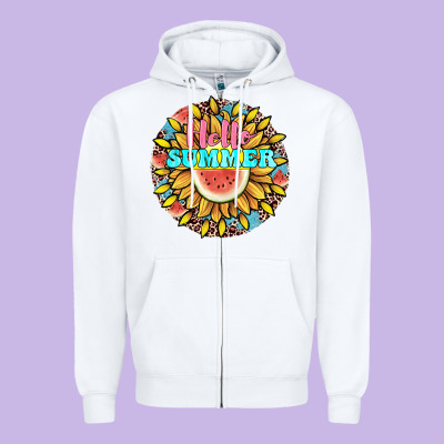 Hello Summer Zipper Hoodie Designed By Jahusdesignshop