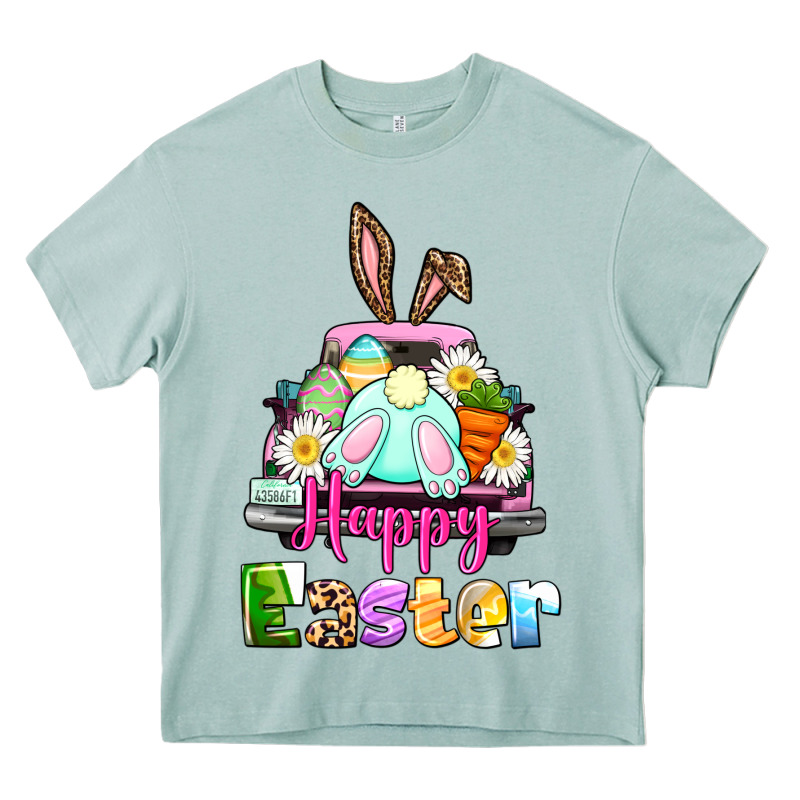 Bunny Happy Easter Truck Heavy Core Tee by CowGirlArtShop | Teevron