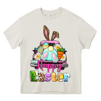 Cream Bunny Happy Easter truck Heavy Core Tee - CowGirlArtShop