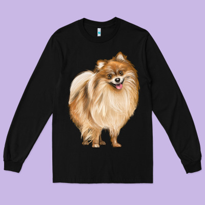 Pomeranian Dog Illustrations Long Sleeve Tee Designed By Lillyallendesigns
