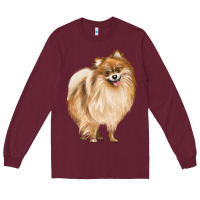 Burgundy Pomeranian Dog Illustrations Long Sleeve Tee - LillyAllenDesigns