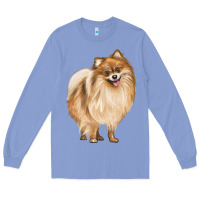 Colony Blue Pomeranian Dog Illustrations Long Sleeve Tee - LillyAllenDesigns