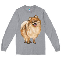 Heather Grey Pomeranian Dog Illustrations Long Sleeve Tee - LillyAllenDesigns