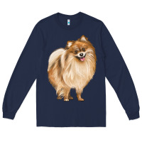 Navy Pomeranian Dog Illustrations Long Sleeve Tee - LillyAllenDesigns
