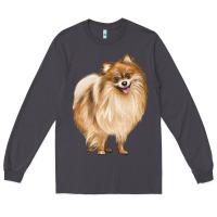 Smoke Pomeranian Dog Illustrations Long Sleeve Tee - LillyAllenDesigns