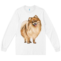 White Pomeranian Dog Illustrations Long Sleeve Tee - LillyAllenDesigns