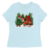 Baby Blue christmas santa Ladies Tee - FaDigitalArtStudio