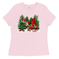 Bubblegum Pink christmas santa Ladies Tee - FaDigitalArtStudio