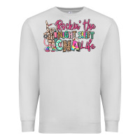 Dove Grey rockin the night shift cna life Premium Sweatshirt - RanaPortraitStore