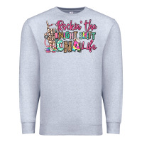 Heather Grey rockin the night shift cna life Premium Sweatshirt - RanaPortraitStore