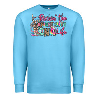 Ocean Blue rockin the night shift cna life Premium Sweatshirt - RanaPortraitStore