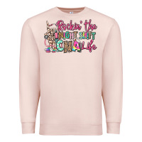 Pale Pink rockin the night shift cna life Premium Sweatshirt - RanaPortraitStore