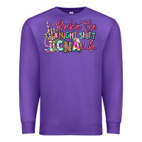 Purple rockin the night shift cna life Premium Sweatshirt - RanaPortraitStore