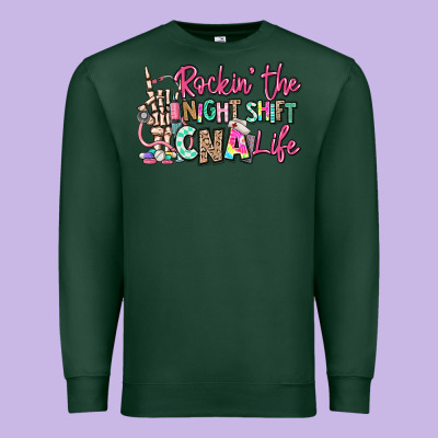Rockin The Night Shift Cna Life Premium Sweatshirt Designed By Ranaportraitstore
