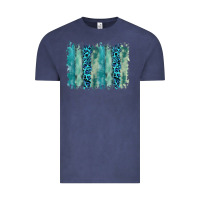 Vintage Denim turquoise leopard watercolor brushstroke background Vintage Tee - RanaPortraitStore