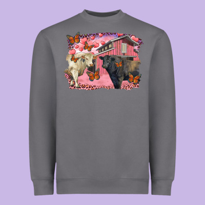Valentine's Day Barn And Black Angus With Charolais Heavyweight Sweatshirt Designed By Ranaportraitstore