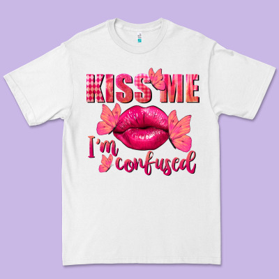 Kiss Me I'm So Confused Valentine's Day Premium Tee Designed By Fadigitalartstudio