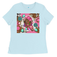 Baby Blue Cowboy Bunny Easter Tumbler Ladies Tee - BundleAndBundleShop